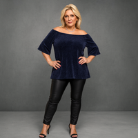 Bardot Off Shoulder Trumpet Sleeve Sparkly Top