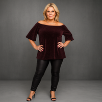 Bardot Off Shoulder Trumpet Sleeve Sparkly Top