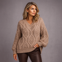 Luxury V-Neck Super Chunky Heavyweight Cable Jumper