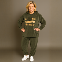 Velour Hoodie Tracksuit with Leopard + Hearts