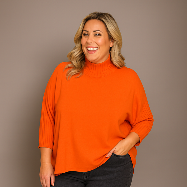 Turtle Neck Super Soft 3/4 Sleeve Loose Fit Jumper