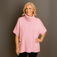 Chunky Knit Polo Neck Poncho / Jumper