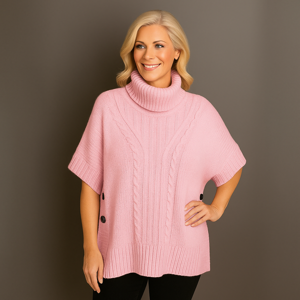 Chunky Knit Polo Neck Poncho / Jumper