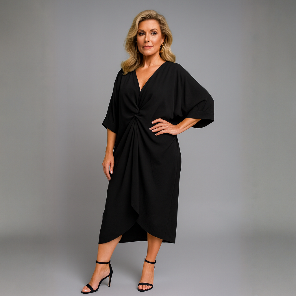 Knot Front V-Neck Dress