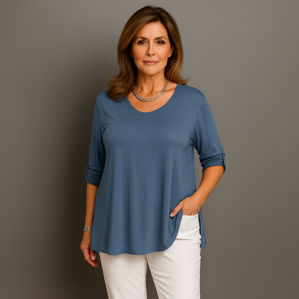 3/4 Button Sleeve Sleeve Swing Top