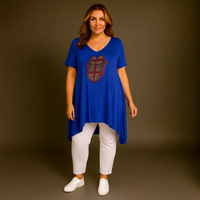 Rhinestone Lips + Union Jack Hanky Hem Swing Top