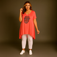 Rhinestone Lips + Union Jack Hanky Hem Swing Top