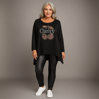 Hanky Hem Jumper with Studded Cherry Motif