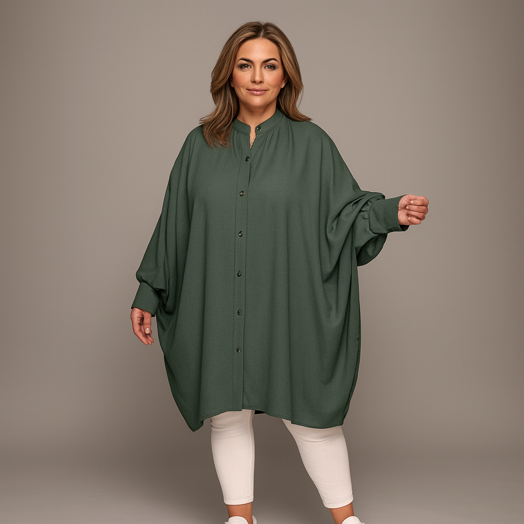 Oversized Plus-Size Shirt with Feature Cuffs