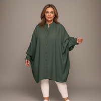Oversized Plus-Size Shirt with Feature Cuffs