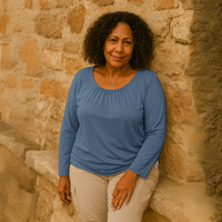 Long Sleeve Plain T-Shirt with Elasticated Hem