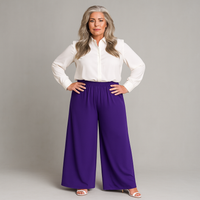Crepe Wide Leg Elasticated Waist High Rise Palazzo Trousers