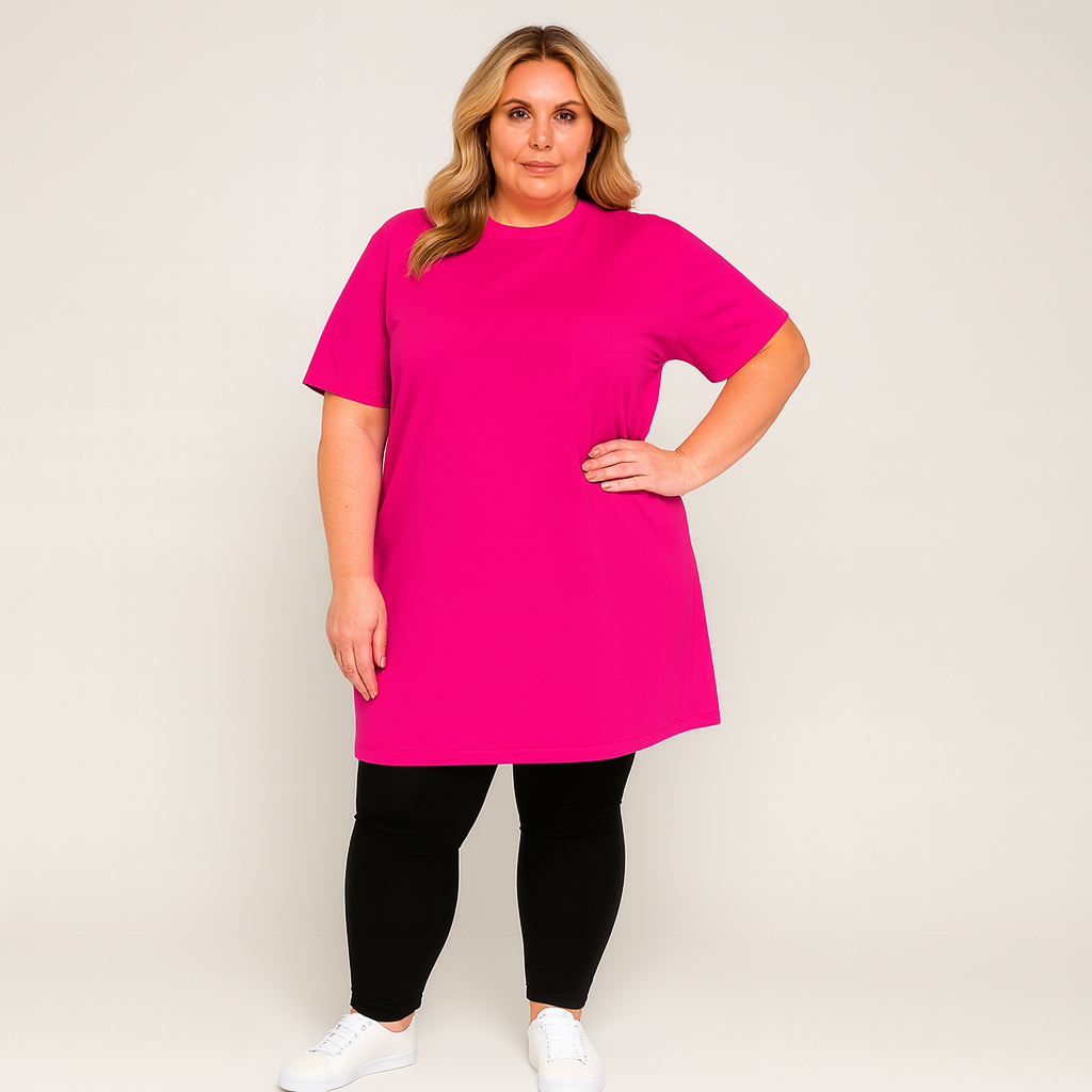 Plain Short Sleeve Long Length Cotton T-Shirt