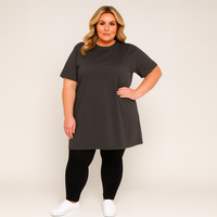 Plain Short Sleeve Long Length Cotton T-Shirt