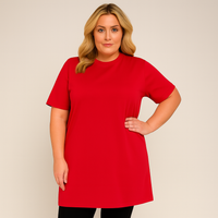 Plain Short Sleeve Long Length Cotton T-Shirt
