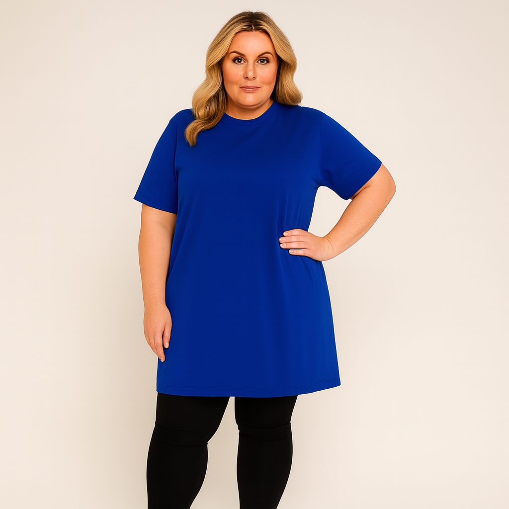 Plain Short Sleeve Long Length Cotton T-Shirt
