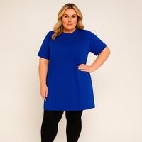Plain Short Sleeve Long Length Cotton T-Shirt