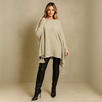 Slash Neck Oversized Jumper with Tassle Detail