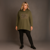 Pearl Studded Dipped Hem Long Sleeve Hoodie