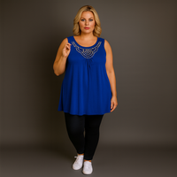 Sleeveless Long Tunic Top with Studs