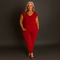 Soft Suedette Cowl Neck Jumpsuit with Pockets