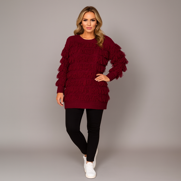 Tassel Covered Long Length Jumper