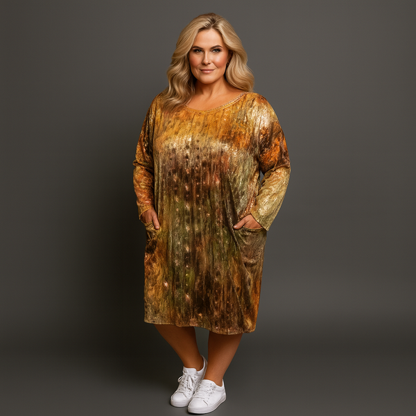Velvet Loose Fitting Dress with Sequins