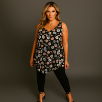 Chiffon V Hem Sleeveless Lined Blouse