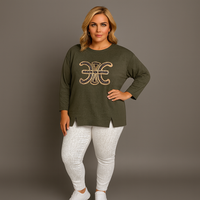 Cotton Sweatshirt With Studded Motif