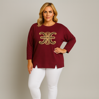 Cotton Sweatshirt With Studded Motif