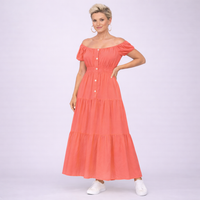 Off Shoulder Elastic Waist Gypsy Style Maxi Dress