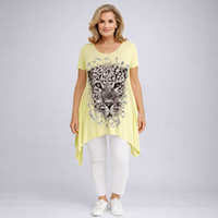 Hanky Hem Long Length Leopard Print Top