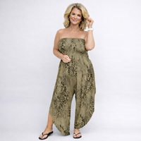 Strapless Boob Tube Jumpsuit with V Hem Legs