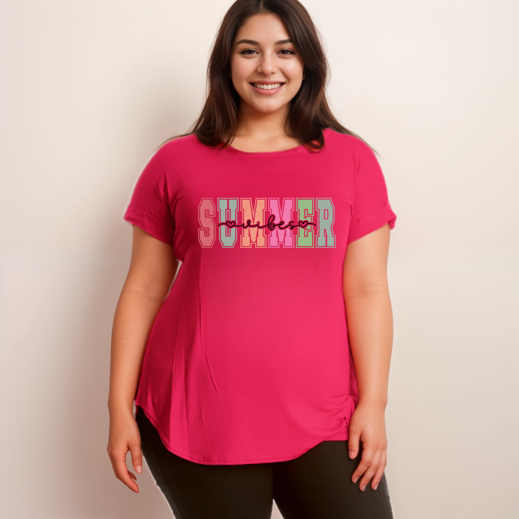 Summer Vibes Dipped-Hem T-Shirt