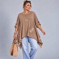 Hanky Hem Loose Fitting Sweat Top with Sequin Pocket