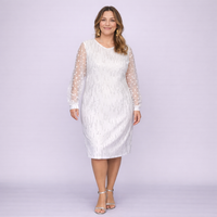 Cocktail Dress with Net Sleeves and Silver Sequins