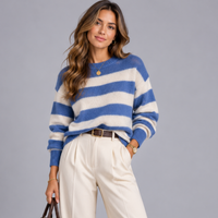 Soft Fluffy Striped Long Sleeve Jumper