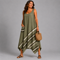 Sleeveless Hanky Hem Pocket Dress