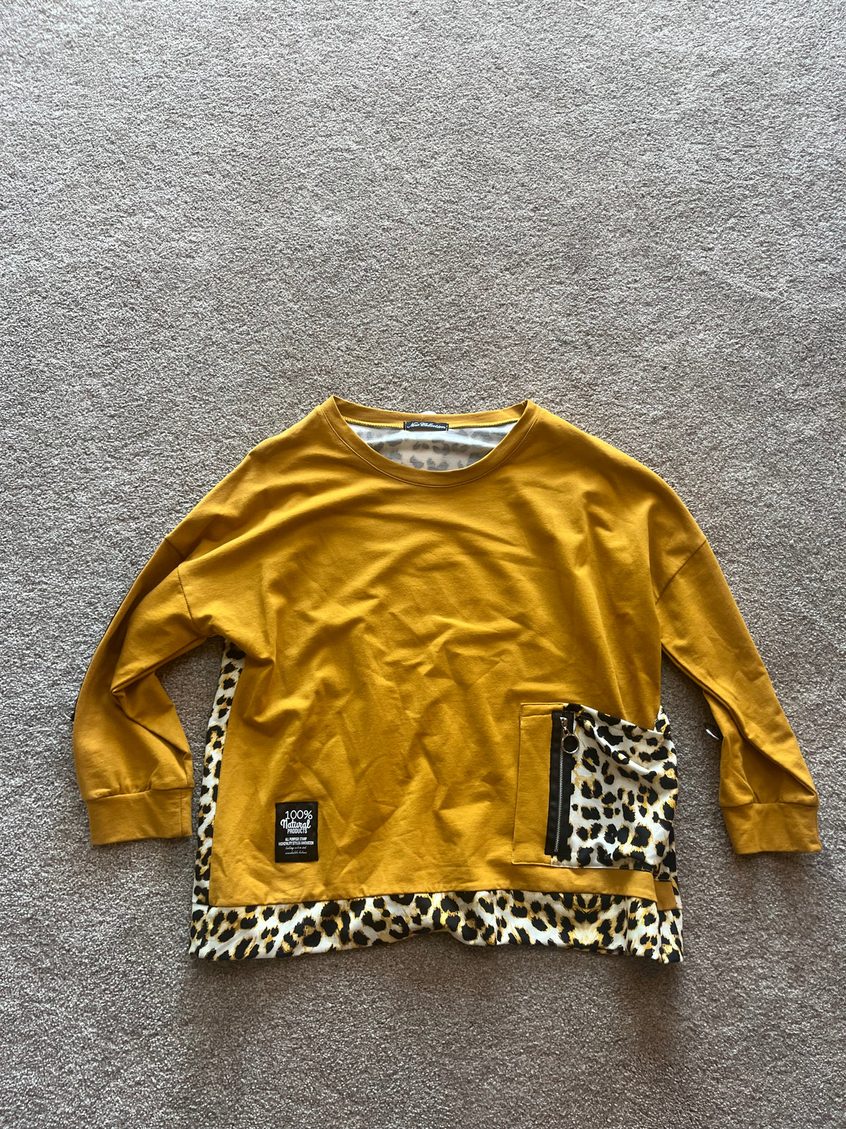 leopard jumper brown and mustard