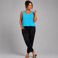 Two Colour Sleeveless Jumpsuit with Side Pockets