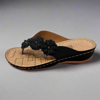 Lightweight Low wedge flower sandals with toe post