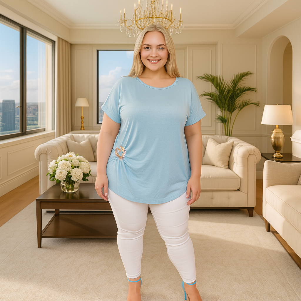 Ruched Side Heart Loose Fitting Top