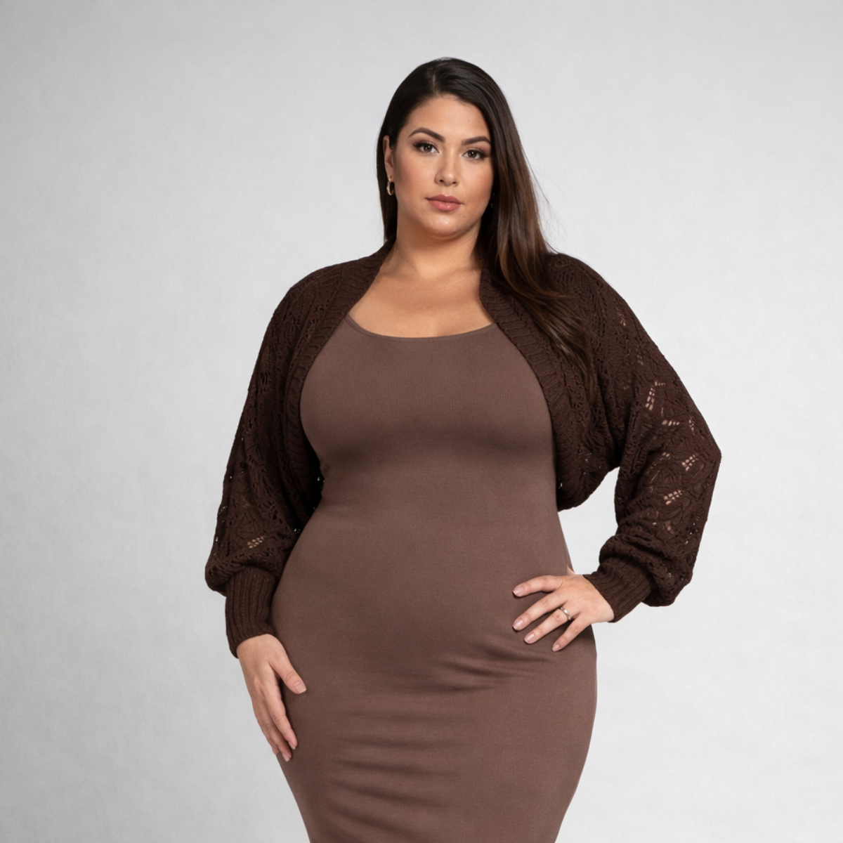 Brown Knitted Bolero Shrug