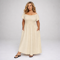 Smocked-Top Summer Dress with Pockets