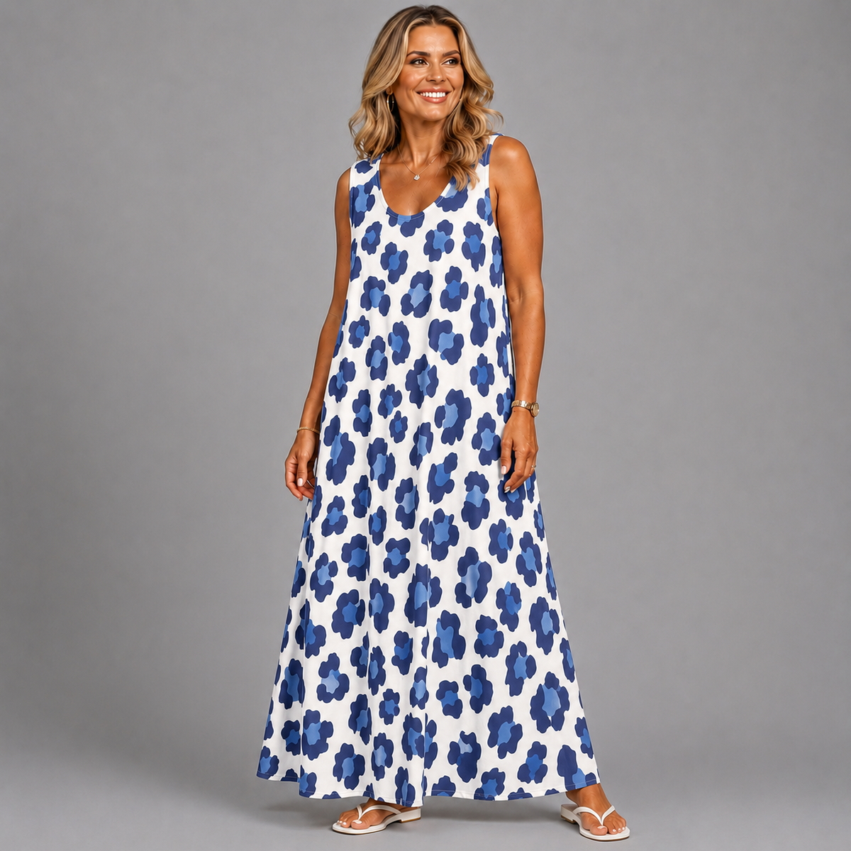 Sleeveless Bold Animal Print Maxi Dress
