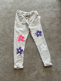 flower pattern pants orange, white, grey, stone, black, sage