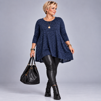 Plus‑Size Fleck Effect 3/4 Sleeve Swing Top