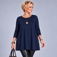 Plain 3/4 Sleeve Swing Top