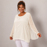 CHIFFON LINED BLOUSE WITH FLUTED SLEEVES