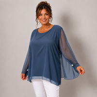 Chiffon Lined Blouse with Fluted Sleeves